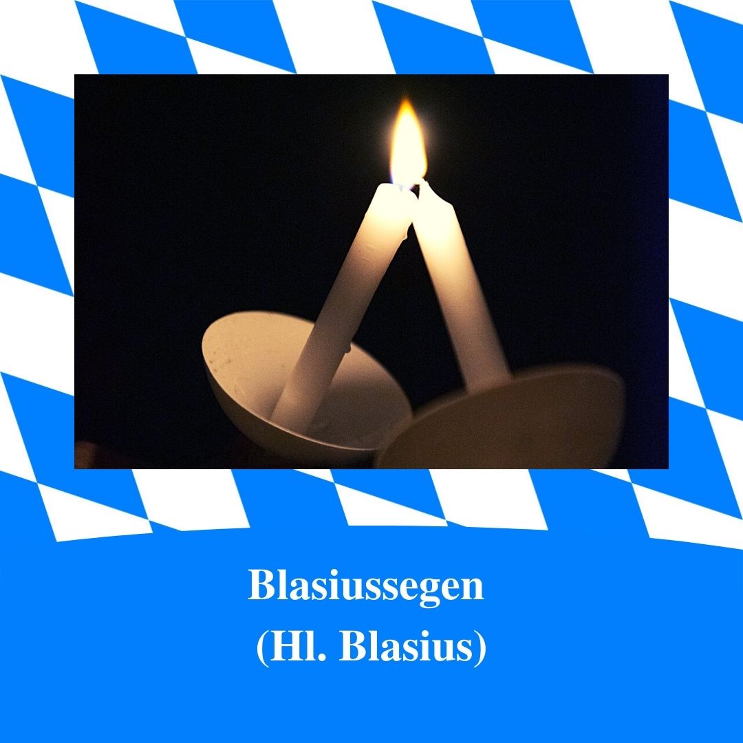 Bild für Folge Nummer 179 des bairischen Podcasts Bayern Absolut. Zwei gekreuzte brennende Kerzen in der Kirche. Das Bild ist umrahmt von weiß-blauen bayerischen Rauten.